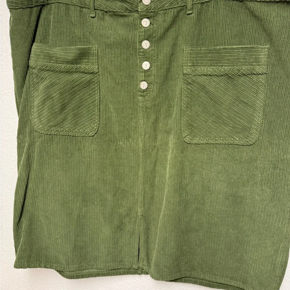 Pilcro Anthropologie Olive Corduroy Button Front Skirt Plus Size 26W - Picture 2 of 10